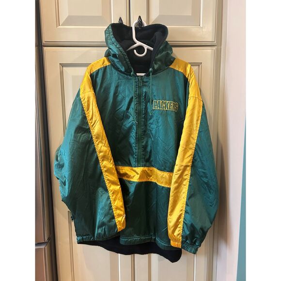 Reebok Green Bay Packers Vintage Half Zip Reversible Hooded Jacket - Size XL - Picture 7 of 7